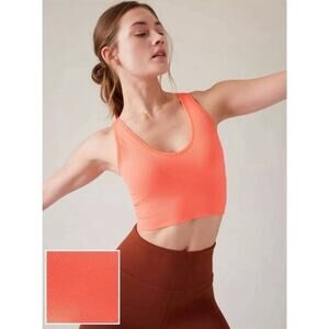 Athleta Aurora Seamless Crop Rib‎ Tank "Sunset Glow" Neon Coral Size Small NWT